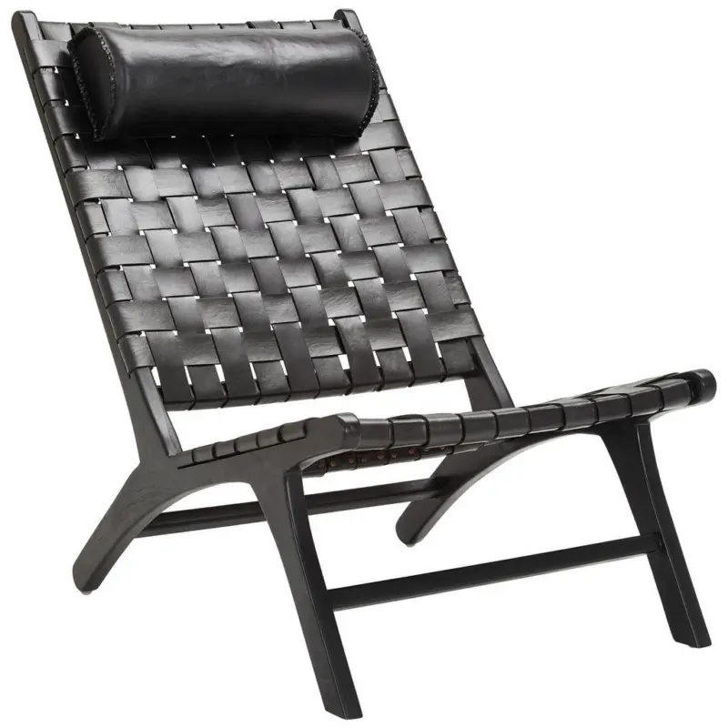 Sessel in Echtleder Schwarz