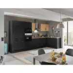 XXXLutz Lauterach - Ihr M&ouml;belhaus bei Bregenz Eckk&uuml;che 370/175 cm in Schwarz, Eiche Artisan