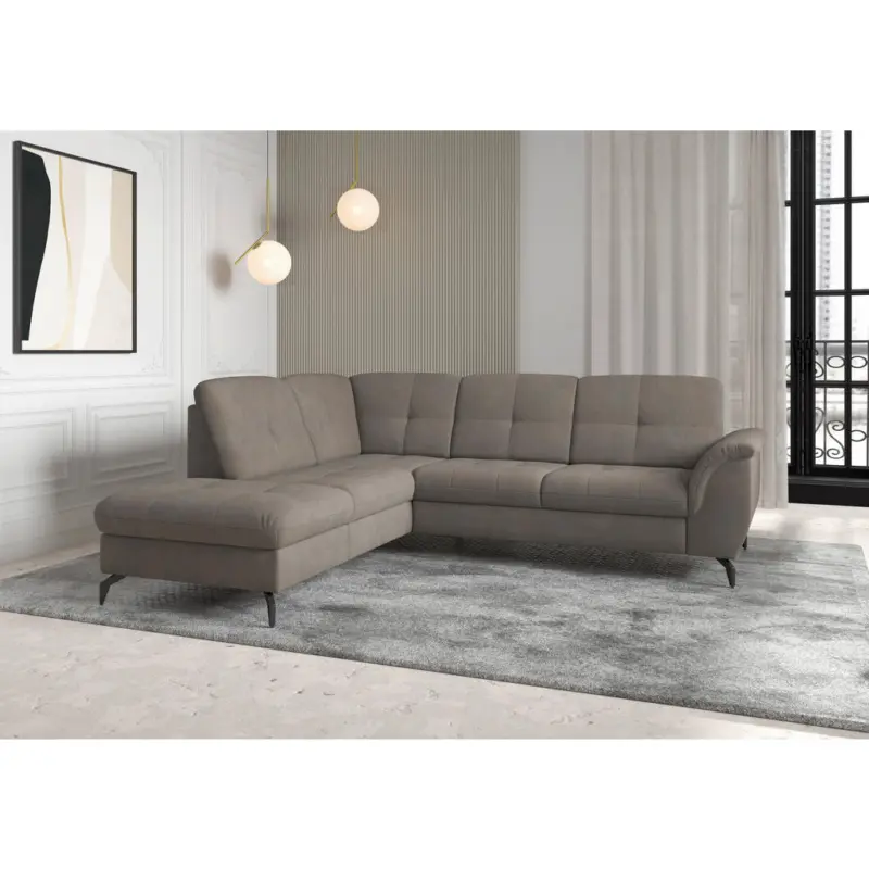 Ecksofa Zora E in Flachgewebe Schlammfarben 212/244 cm