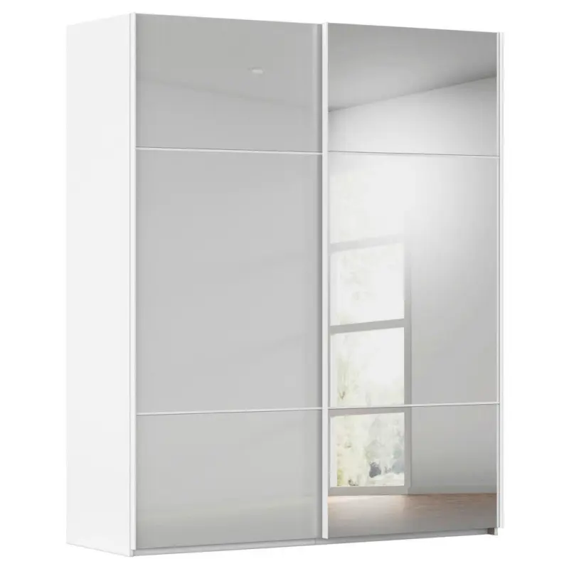 Schwebet&uuml;renschrank in Grau, Wei&szlig;