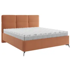 Polsterbett gepolstertes Kopfteil, Lattenrost Rostfarben 180/200 cm