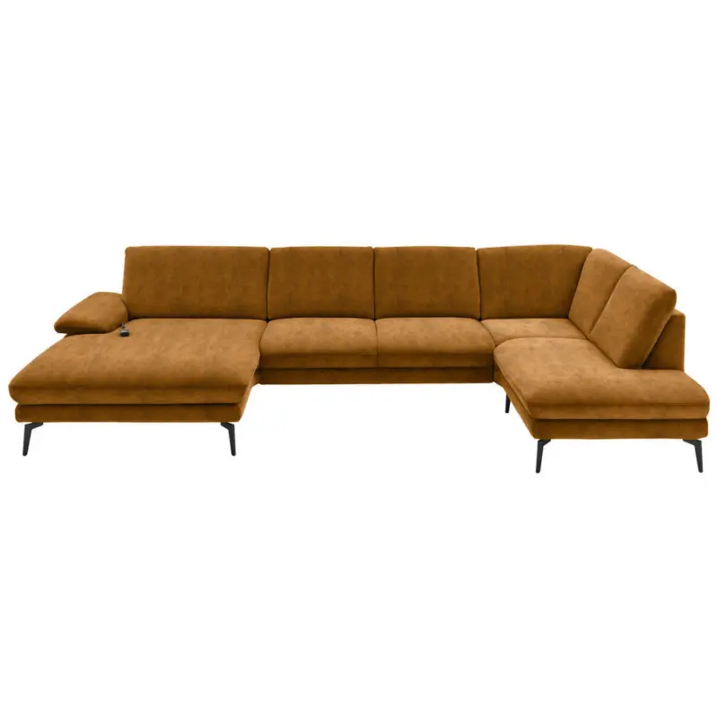 Wohnlandschaft in Velours Cognac