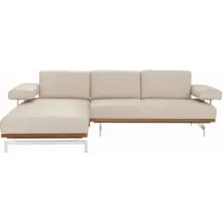 Ecksofa in Echtleder Creme 237/295 cm