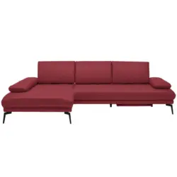 Ecksofa in Echtleder Rot 187/273 cm