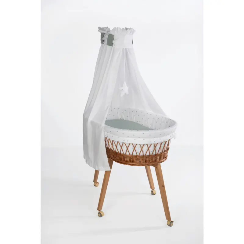 Stubenwagen-Komplettset Babybett Lounge Natur, Punkte