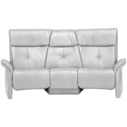 Trapezsofa in Echtleder Hellgrau