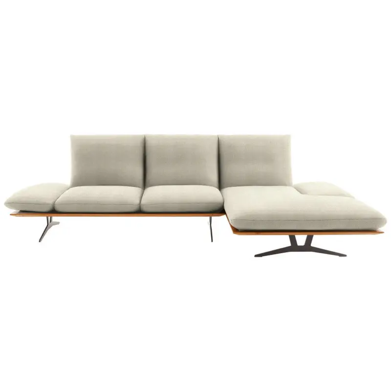 Ecksofa in Flachgewebe Beige 314/159 cm