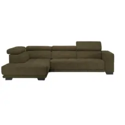 Ecksofa in Mikrofaser Dunkelgr&uuml;n 207/301 cm