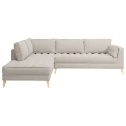 Ecksofa in Boucl&eacute; Wei&szlig; 204/310 cm