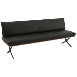 Sitzbank 194/88/66 cm in Anthrazit, Schwarz, Nussbaumfarben