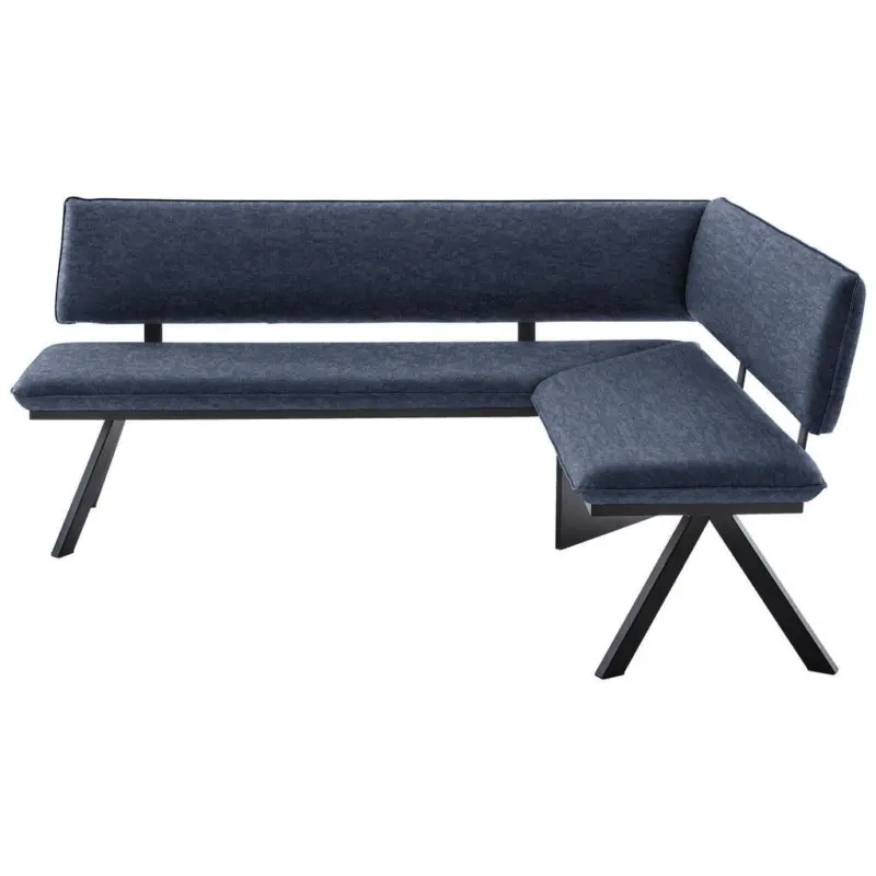 Eckbank 205/165 cm in Schwarz, Dunkelblau
