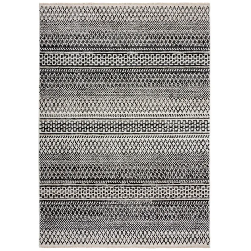 Flachwebeteppich 120/160 cm Santiago Schwarz, Wei&szlig;