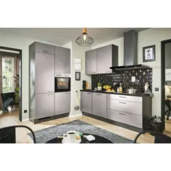 Eckk&uuml;che 120/220 cm in Graphitfarben, Schwarz, Hellgrau