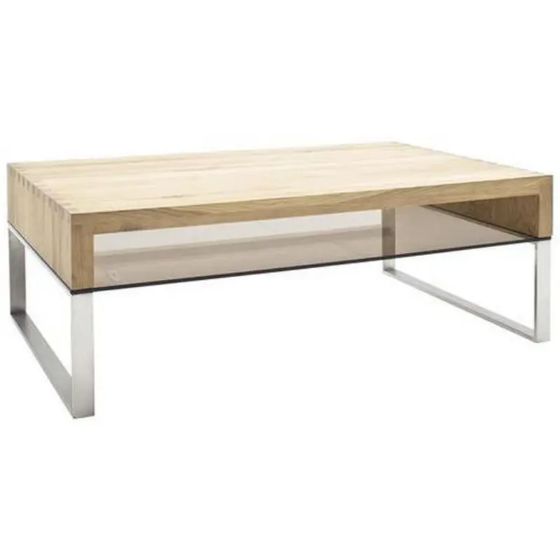 Couchtisch in Holz, Metall, Glas 110/70/39 cm
