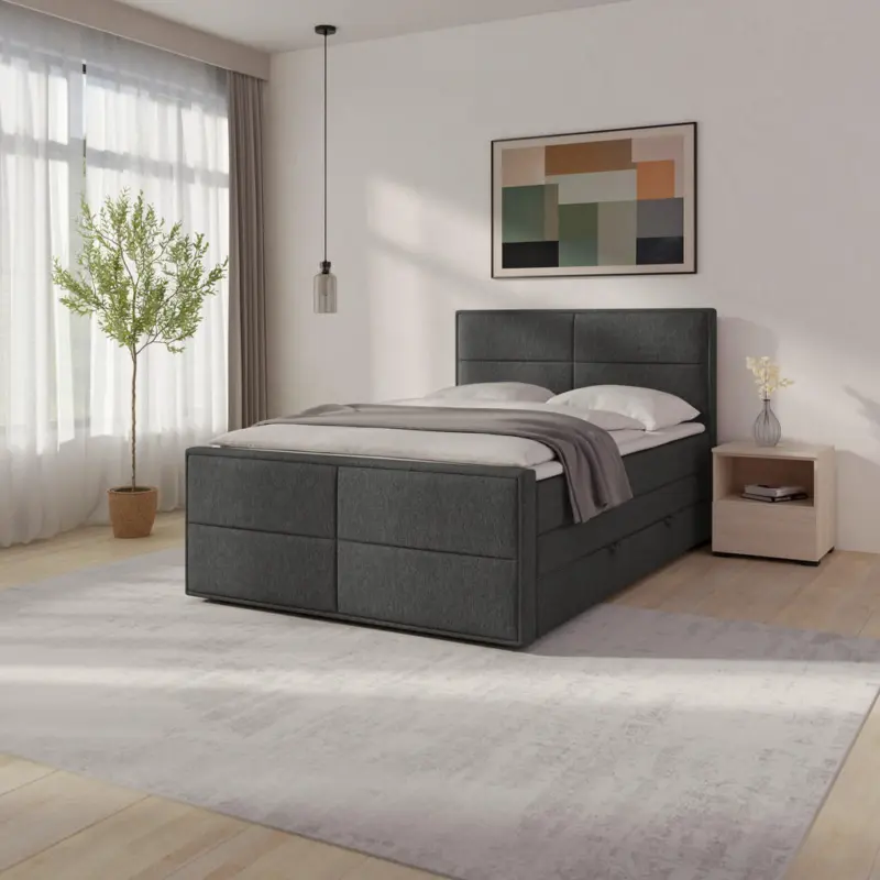 Boxspringbett 140/200 cm in Anthrazit