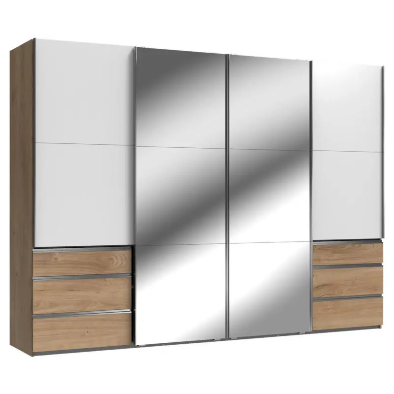 Schwebet&uuml;renschrank in Wei&szlig;, Eichefarben