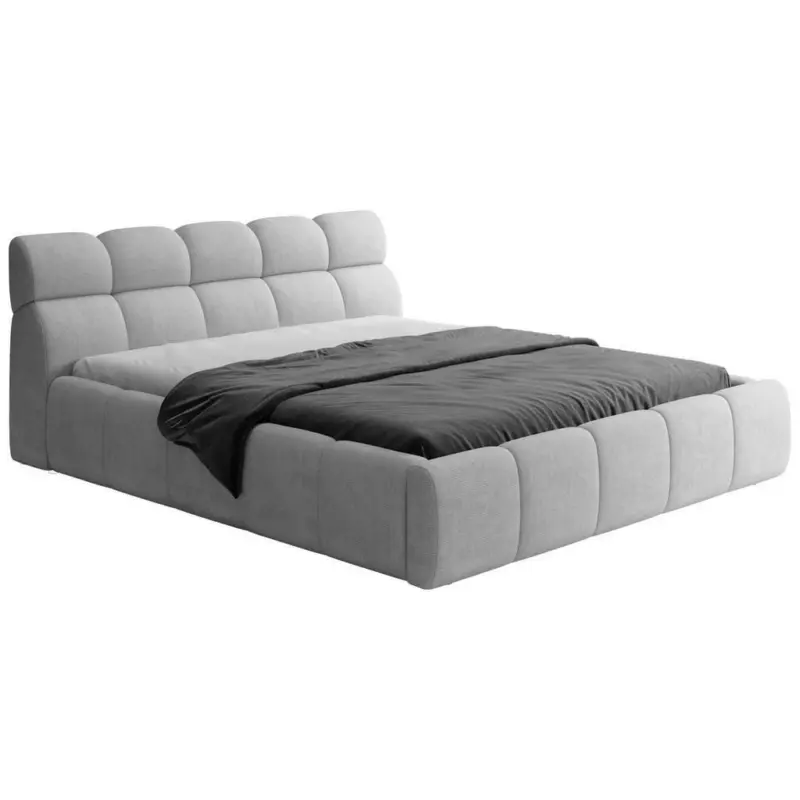 Polsterbett inkl. Bettkasten Lattenrost, Bettkasten Silberfarben