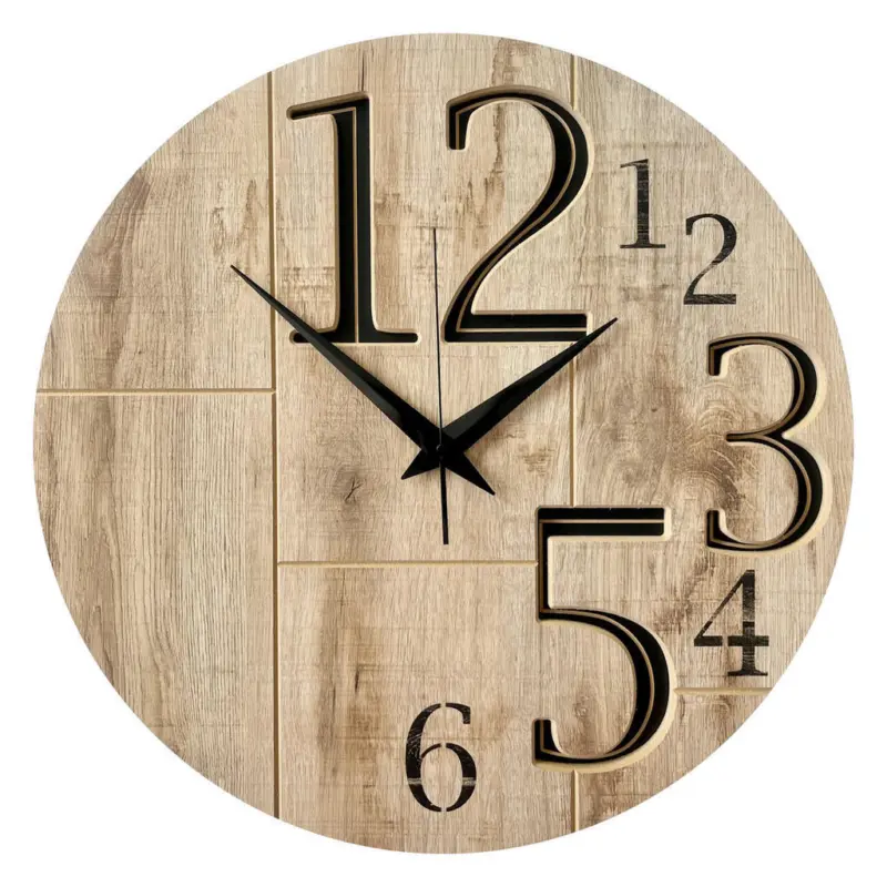 Wanduhr - Schwarz, Eichefarben