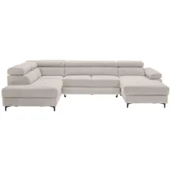 Wohnlandschaft Combo in Flachgewebe Hellgrau