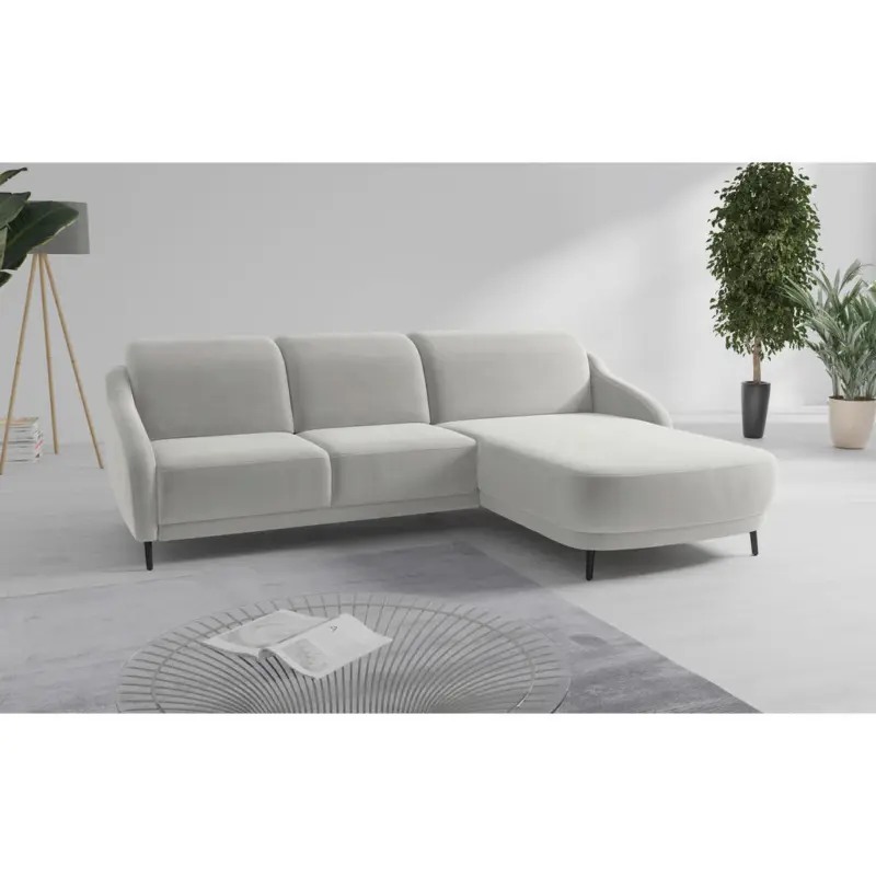 Ecksofa Blues V in Samt Sandfarben 271/191 cm