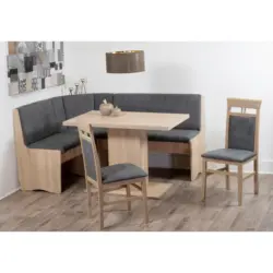 Eckbankgruppe in Textil, Holzwerkstoff Grau, Sonoma Eiche