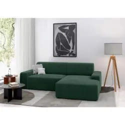Ecksofa Wien in Cord Dunkelgr&uuml;n 246/162 cm