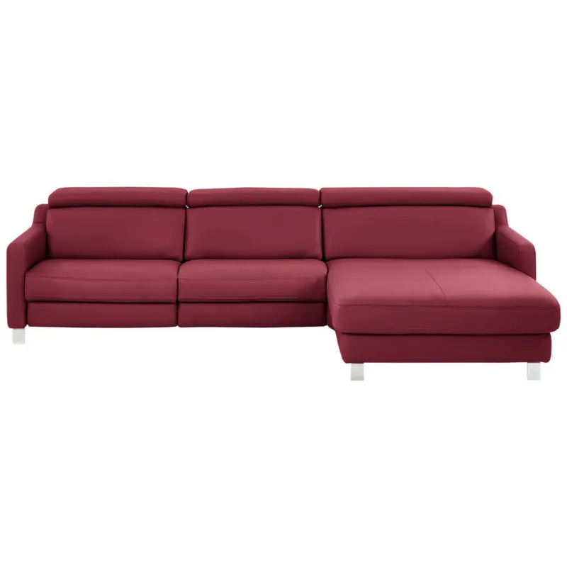 Ecksofa in Echtleder Bordeaux 291/176 cm