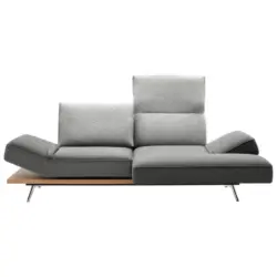 Ecksofa in Flachgewebe Hellgrau 240/132 cm