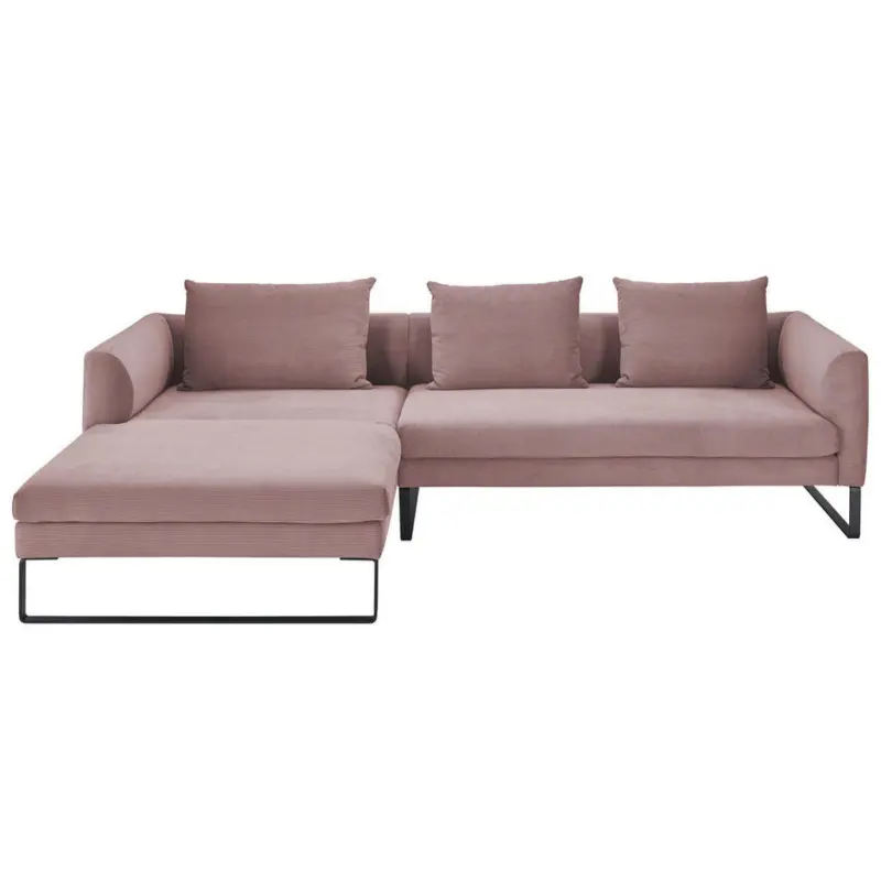 Ecksofa in Feincord Altrosa 178/284 cm