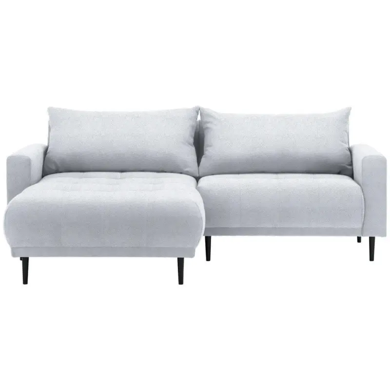 Ecksofa in Flachgewebe Hellgrau 215/160 cm