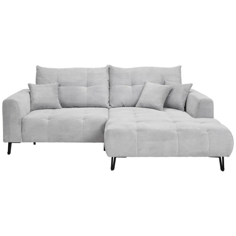 Ecksofa in Cord Hellgrau 250/185 cm