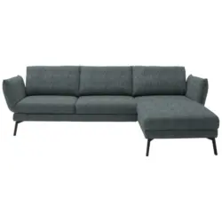 Ecksofa in Flachgewebe Blaugrau 277/175 cm