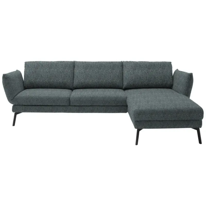 Ecksofa in Flachgewebe Blaugrau 277/175 cm