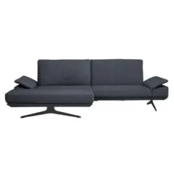 Ecksofa in Flachgewebe Dunkelgrau 155/284 cm