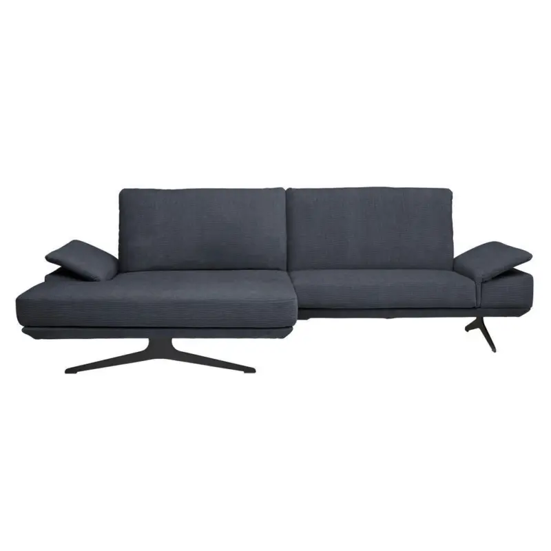 Ecksofa in Flachgewebe Dunkelgrau 155/284 cm