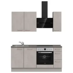 K&uuml;chenleerblock 180 cm in Grau, Schieferfarben, Hellgrau