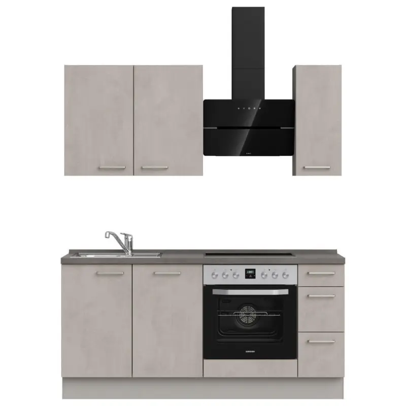 K&uuml;chenleerblock 180 cm in Grau, Schieferfarben, Hellgrau