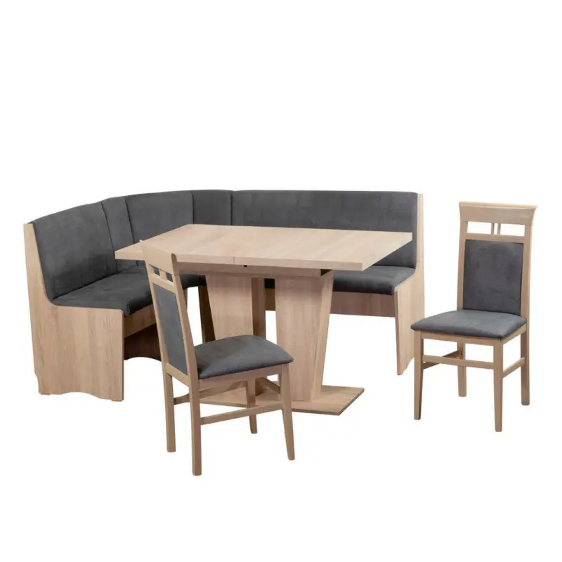 Eckbankgruppe in Textil, Holzwerkstoff Grau, Sonoma Eiche
