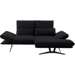 Ecksofa in Echtleder Schwarz 210/130 cm