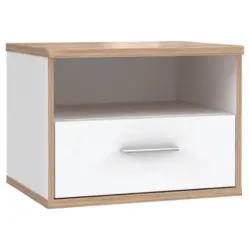 Nachtk&auml;stchen in Wei&szlig;, Eichefarben