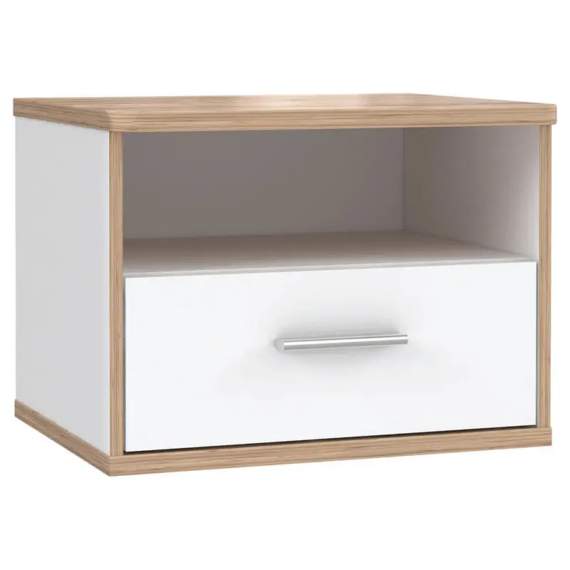 Nachtk&auml;stchen in Wei&szlig;, Eichefarben