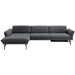 Ecksofa Posh in Echtleder Dunkelgrau 173/308 cm