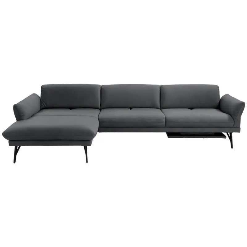 Ecksofa Posh in Echtleder Dunkelgrau 173/308 cm