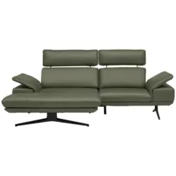 Ecksofa in Echtleder Gr&uuml;n 150/242 cm