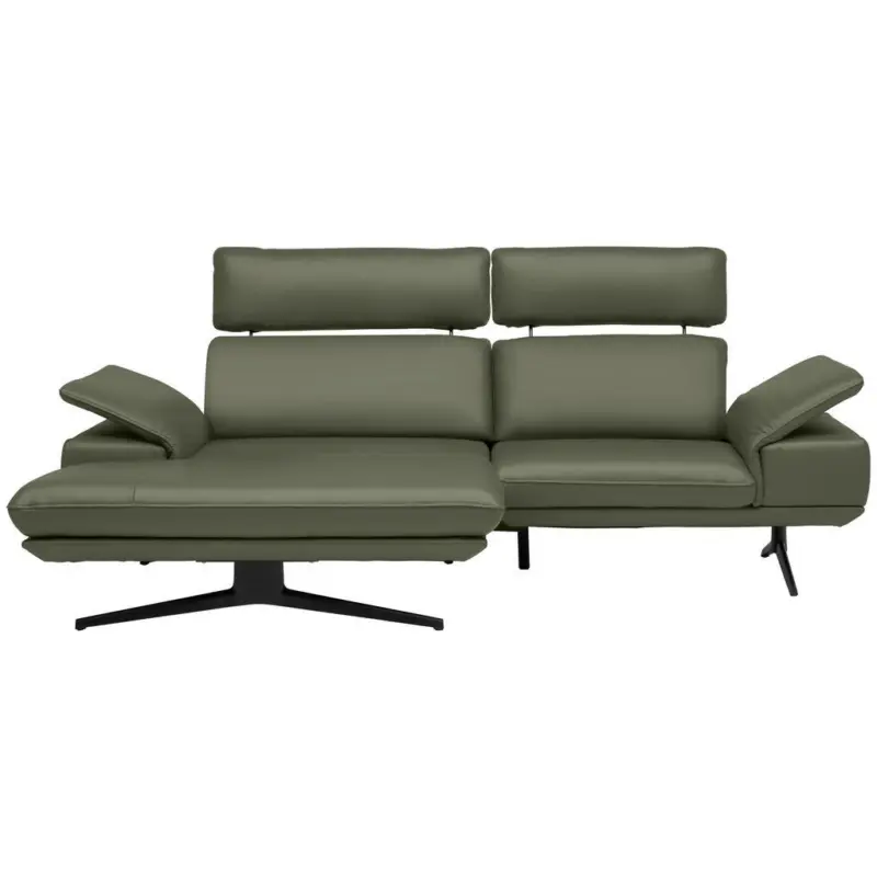 Ecksofa in Echtleder Gr&uuml;n 150/242 cm