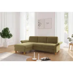 Ecksofa Rochelle E in Flachgewebe Olivgr&uuml;n 164/251 cm