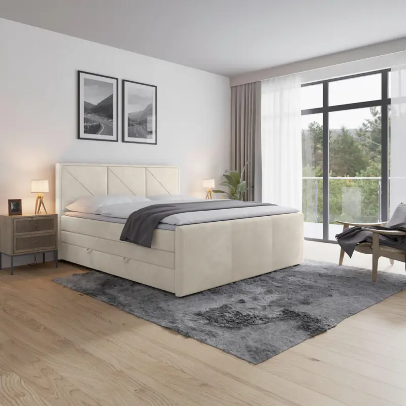 Boxspringbett 180/200 cm in Creme