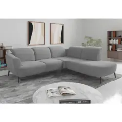 Ecksofa ZOE E in Flachgewebe Grau 300/267 cm