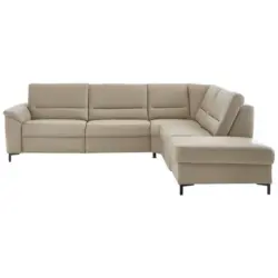 Ecksofa in Echtleder Perlmutt 290/249 cm