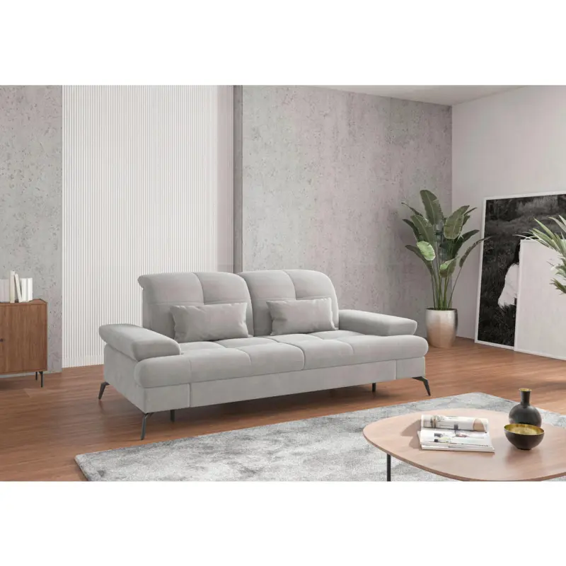 3-Sitzer-Sofa in Flachgewebe Silberfarben